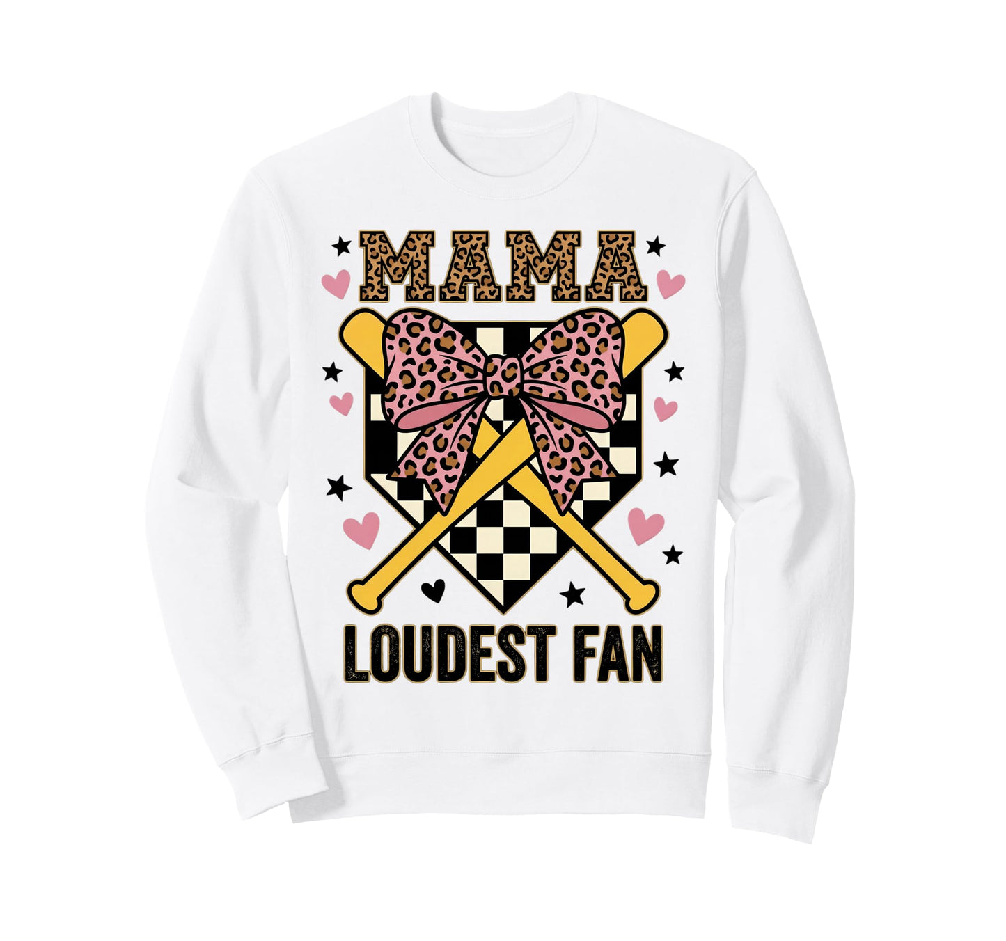 Baseball Mama Loudest Fan Leopard Sweatshirt - Trendy Graphic Men Women - T-Shirt, Sweatshirt, Hoodie