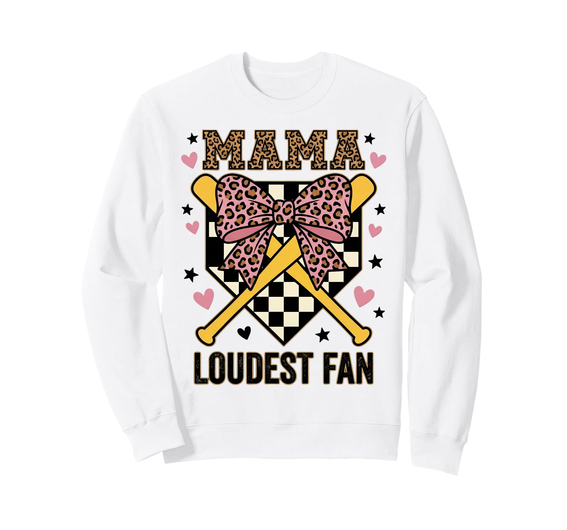 Baseball Mama Loudest Fan Leopard Sweatshirt - Trendy Graphic Men Women - T-Shirt, Sweatshirt, Hoodie