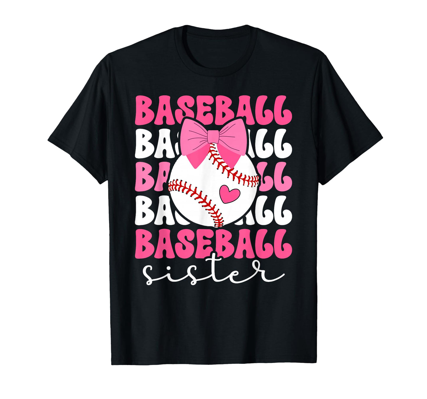 Baseball Sister Bow Baseball Players T-Shirt - Custom Art Print Unisex - T-Shirt, Sweatshirt, Hoodie