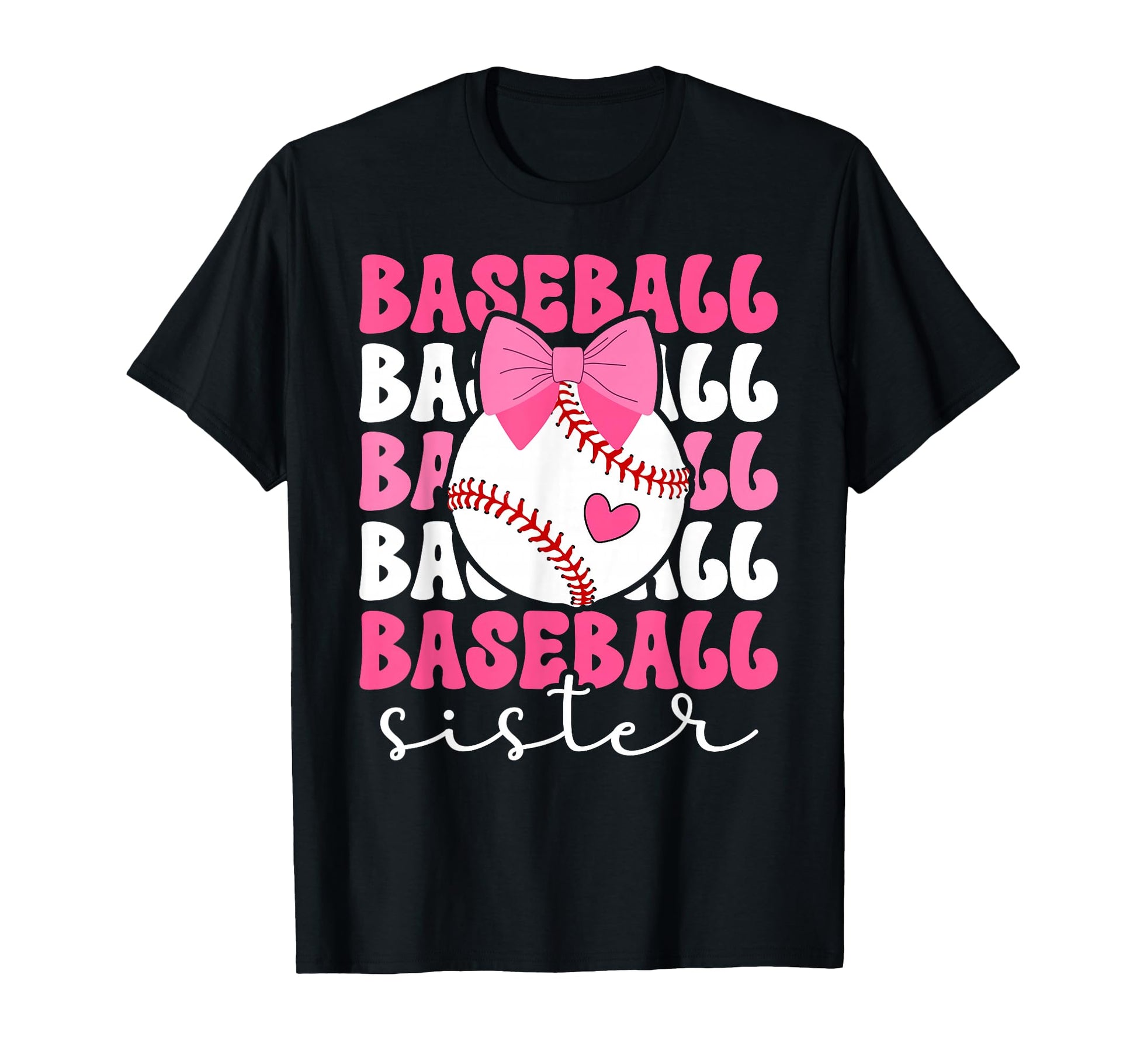 Baseball Sister Bow Baseball Players T-Shirt - Custom Art Print Unisex - T-Shirt, Sweatshirt, Hoodie