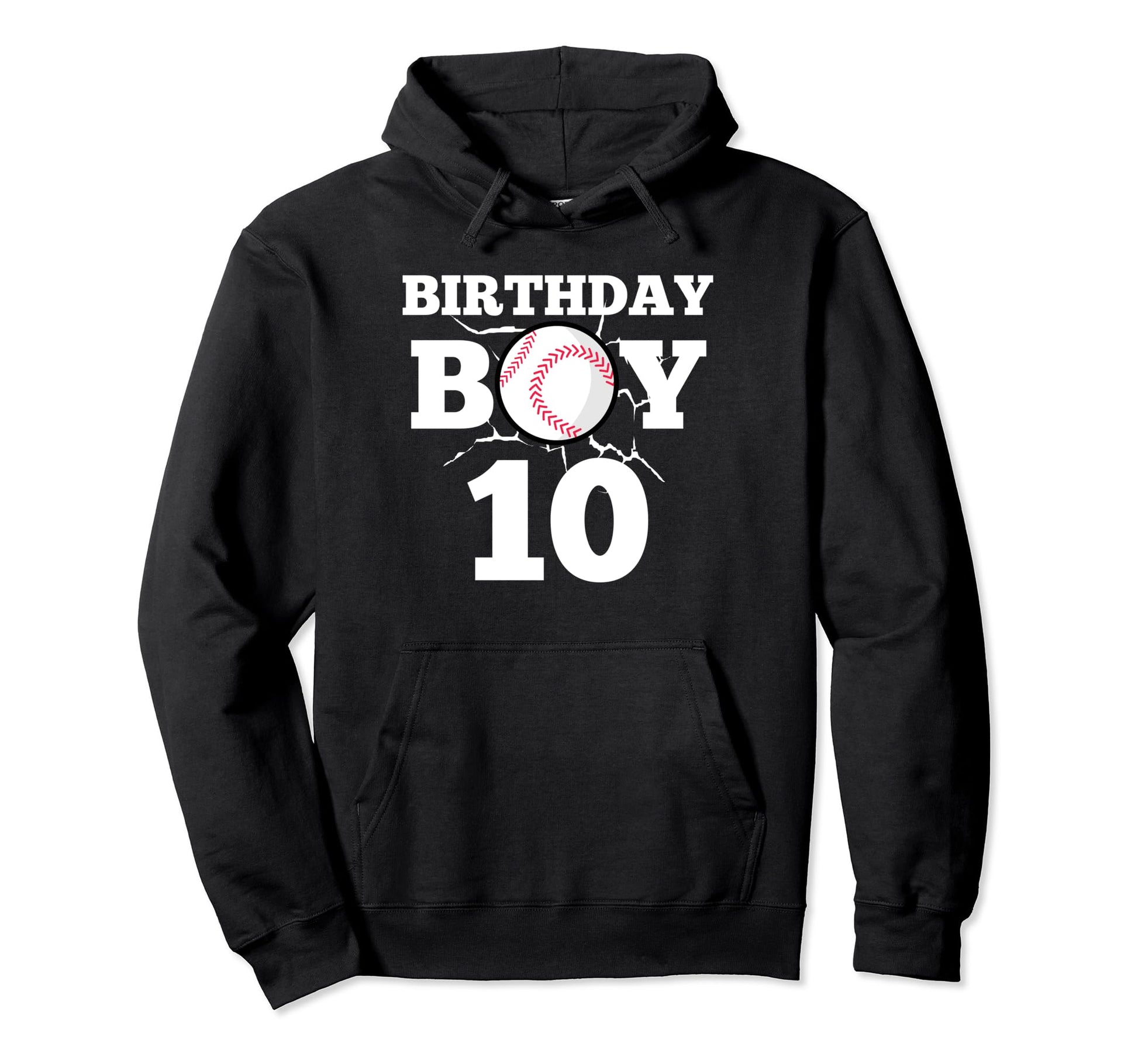 Happy 10Th Birthday Baseball 10 Year Hoodie - Unique Graphic for Adults - T-Shirt, Sweatshirt, Hoodie