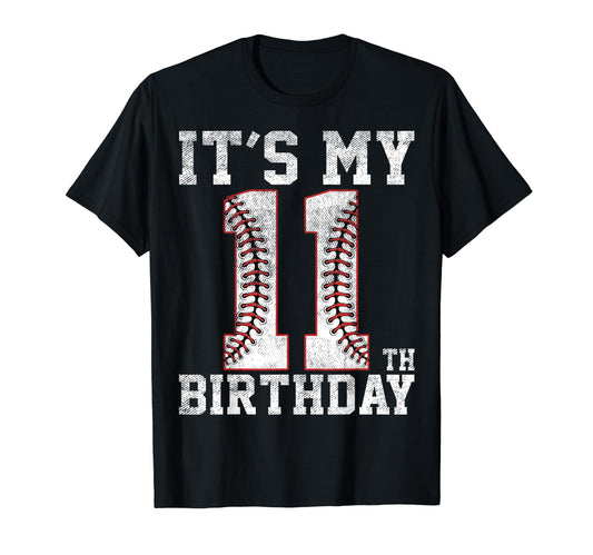 11Th Birthday Baseball Party 11 Years T-Shirt - Minimalist Print Men Women - T-Shirt, Sweatshirt, Hoodie