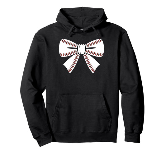 Baseball Bow Baseball Mom Mama Hoodie - Unique Graphic for Adults - T-Shirt, Sweatshirt, Hoodie