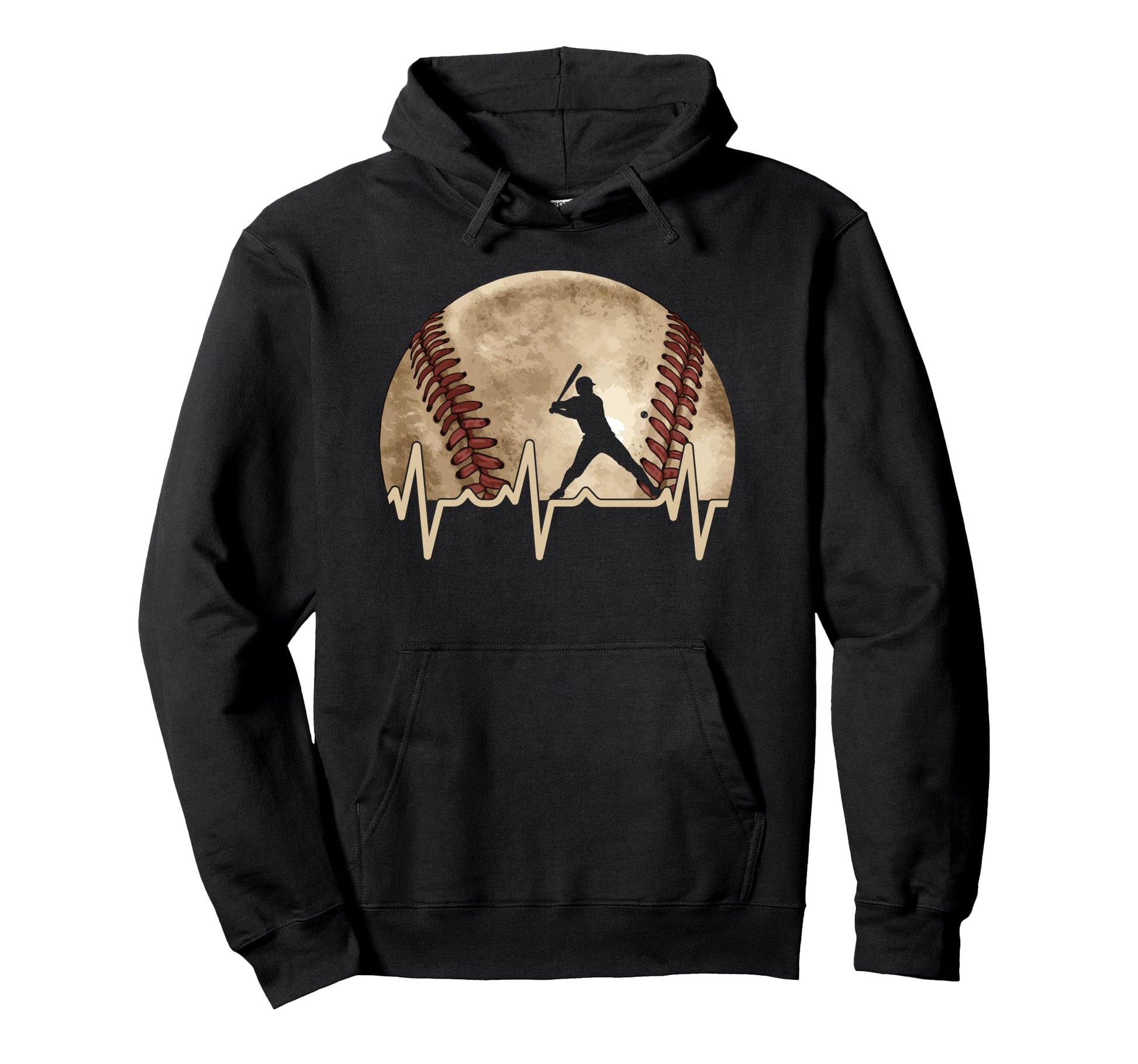 Baseball Heartbeat Baseball Player Hoodie - Minimalist Print Men Women - T-Shirt, Sweatshirt, Hoodie