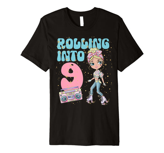 9Th Birthday Roller Skating Skate T-Shirt - Fun Novelty Design Men Women - T-Shirt, Sweatshirt, Hoodie