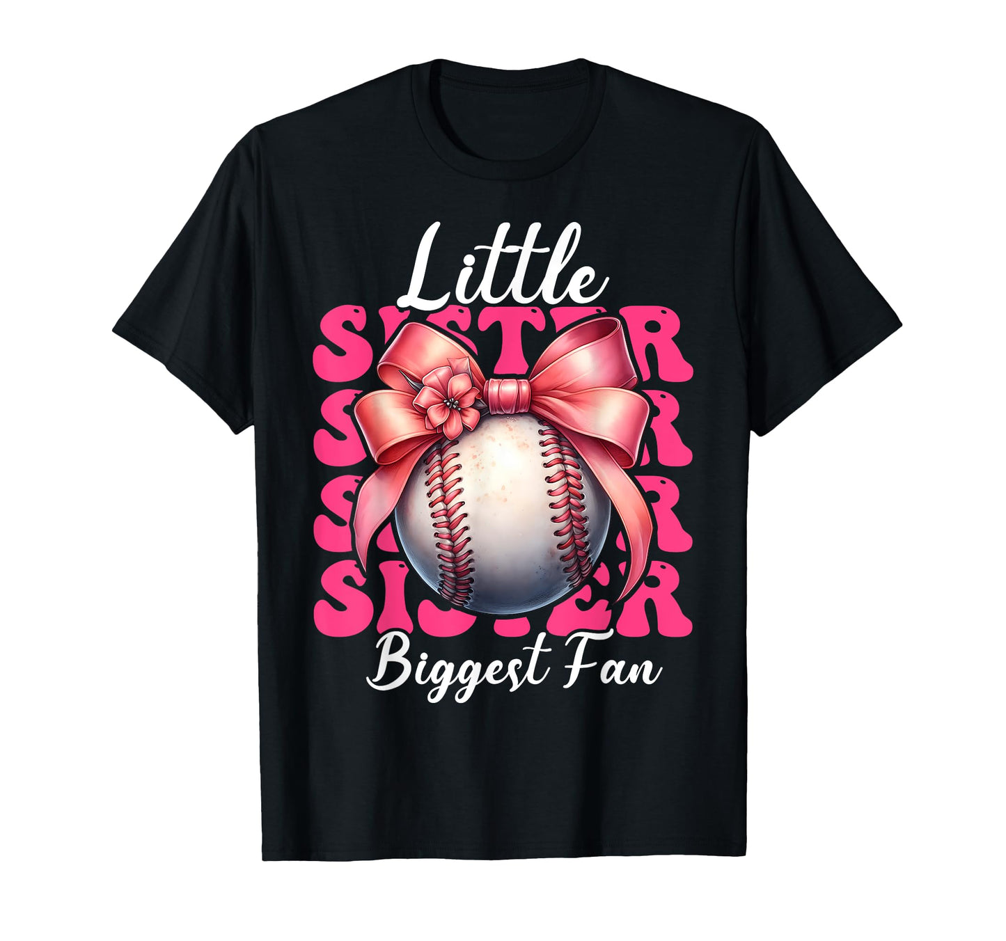 Baseball Sister Coquette Bow Little T-Shirt - Custom Art Print Unisex - T-Shirt, Sweatshirt, Hoodie