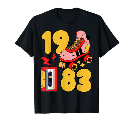 80S Vibes Mixed Tapes Roller Skates 1983 T-Shirt - Unique Graphic Unisex - T-Shirt, Sweatshirt, Hoodie