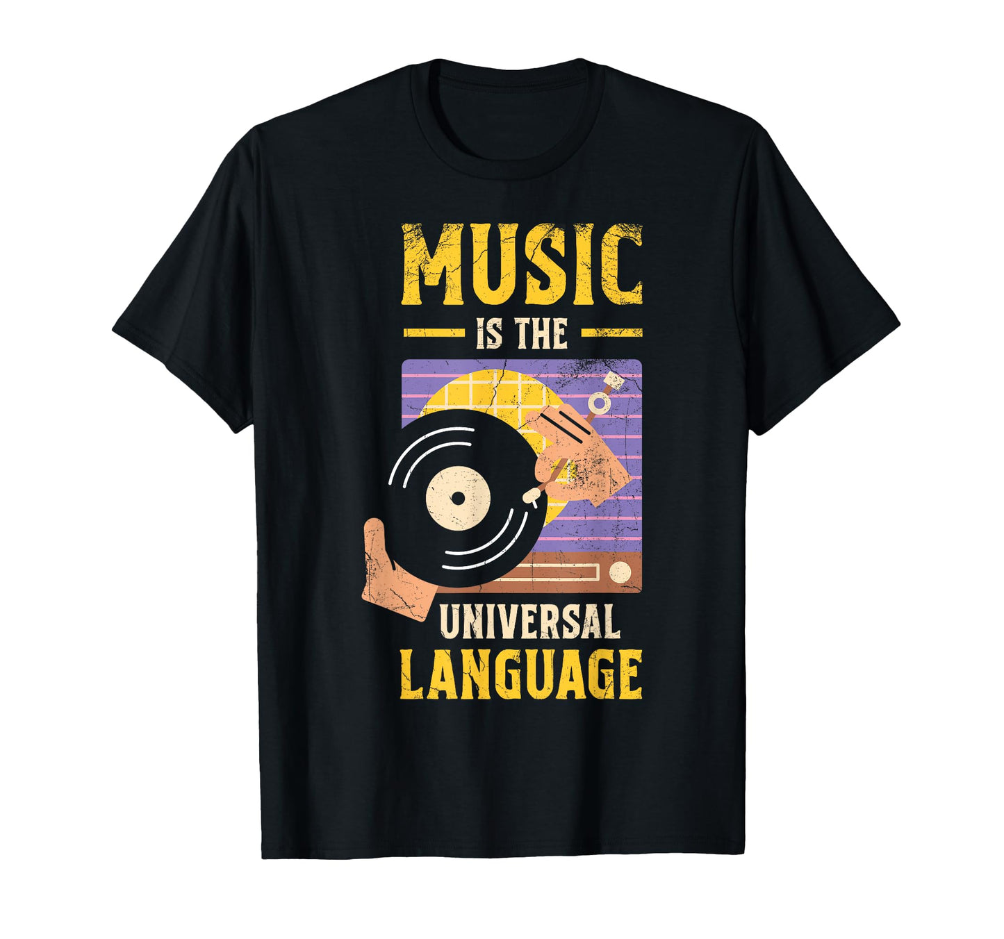Music Is Universal Language Vinyl T-Shirt - Novelty Apparel Men Women - T-Shirt, Sweatshirt, Hoodie