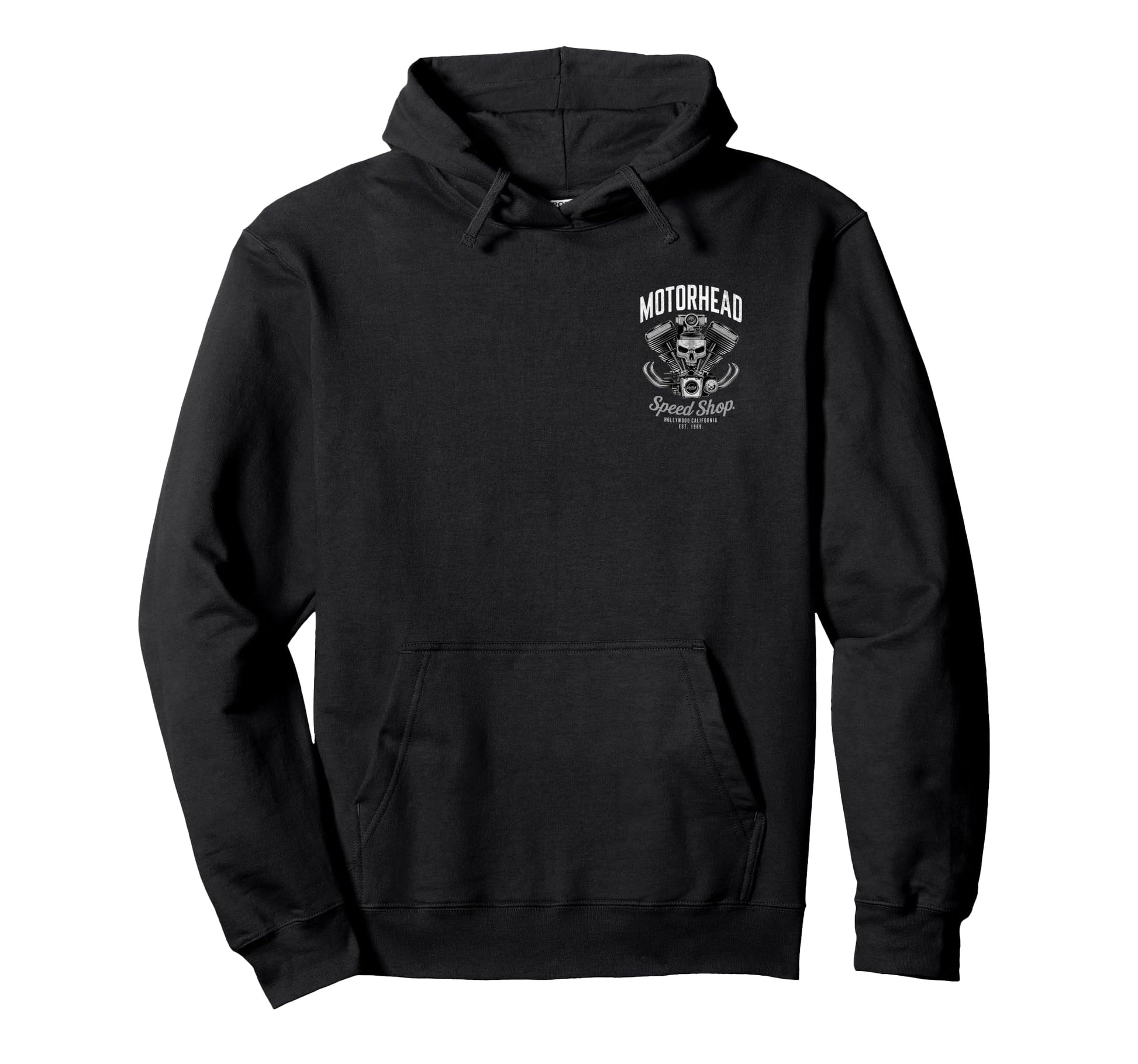 Skeleton Motor Head Speed Shop Hot Rod Hoodie - Minimalist Print Men Women - T-Shirt, Sweatshirt, Hoodie