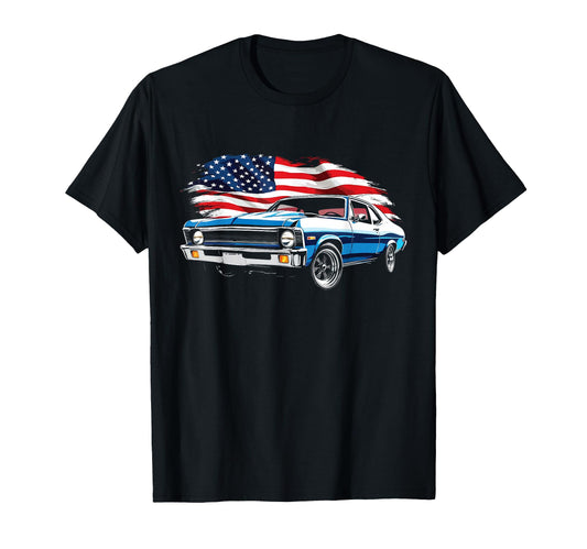 1969 Nova Ss Muscle Car Patriotic T-Shirt - Minimalist Print Men Women - T-Shirt, Sweatshirt, Hoodie