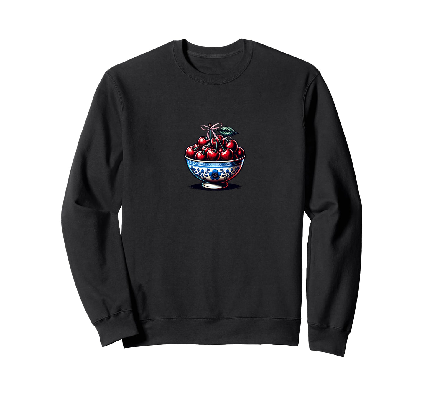Bowl Cherries Coquette Bow Aesthetic Sweatshirt - Graphic Print for Adults - T-Shirt, Sweatshirt, Hoodie
