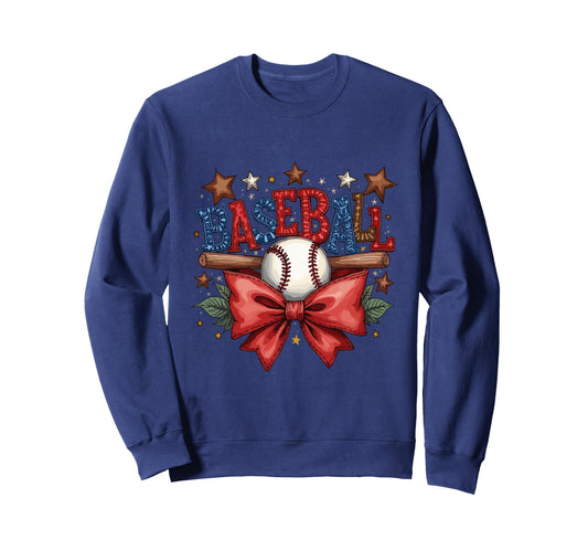 Baseball Coquette Bow Game Day Sweatshirt - Casual Everyday Wear Men Women - T-Shirt, Sweatshirt, Hoodie