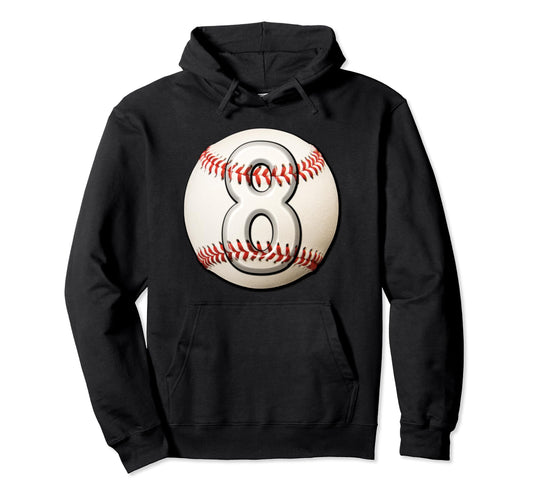 8 Years Old Baseball Themed 8Th Birthday Hoodie - Unique Graphic Unisex - T-Shirt, Sweatshirt, Hoodie