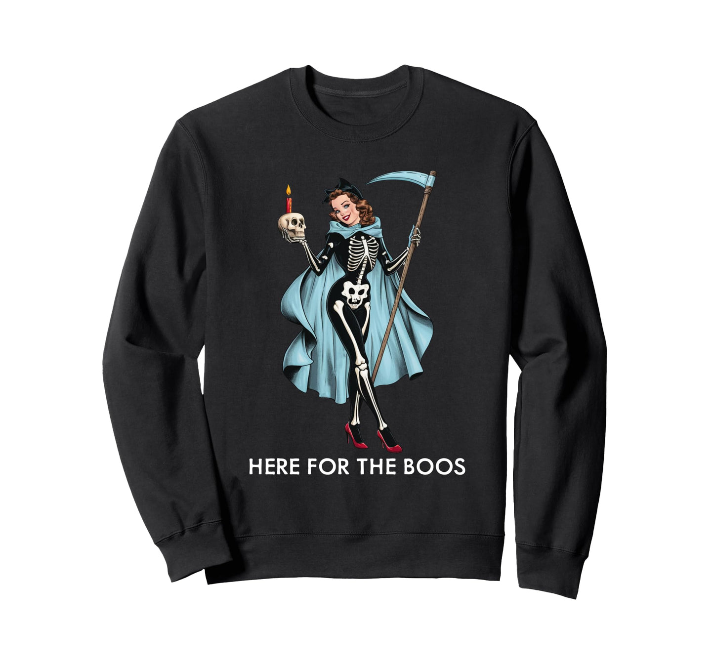 Here Boos Funny Halloween Pinup Sweatshirt - Casual Everyday Wear Unisex - T-Shirt, Sweatshirt, Hoodie