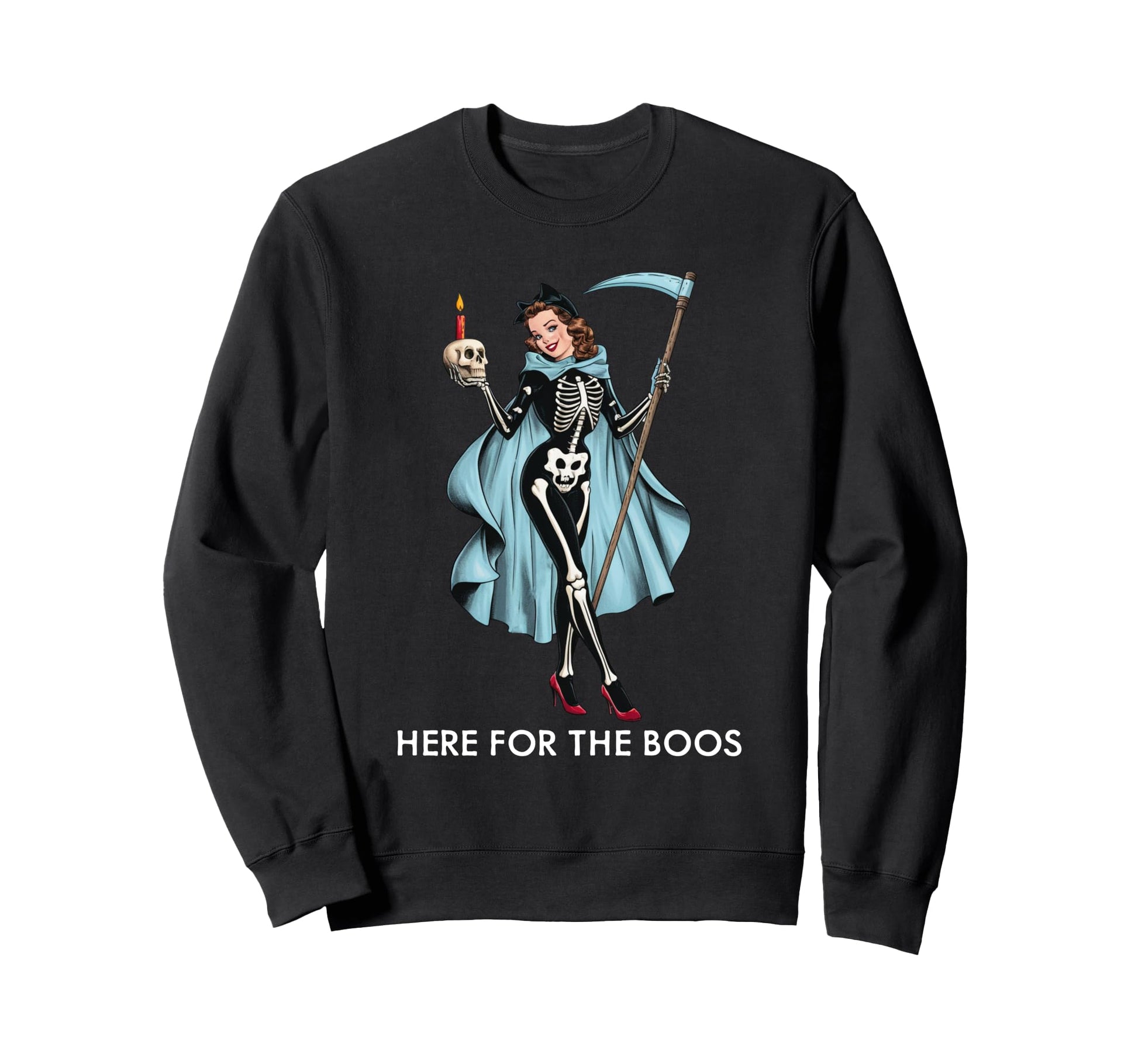 Here Boos Funny Halloween Pinup Sweatshirt - Casual Everyday Wear Unisex - T-Shirt, Sweatshirt, Hoodie