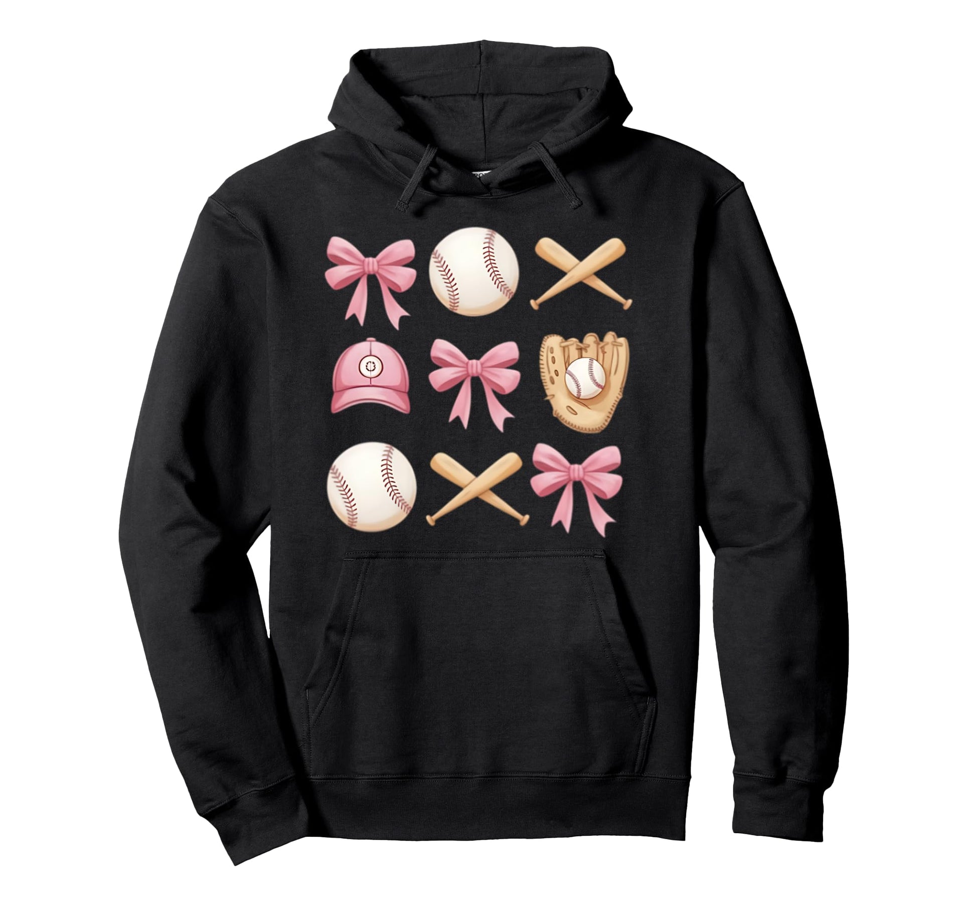 Baseball Coquette Bow Mom Sister Hoodie - Unique Graphic Men Women - T-Shirt, Sweatshirt, Hoodie