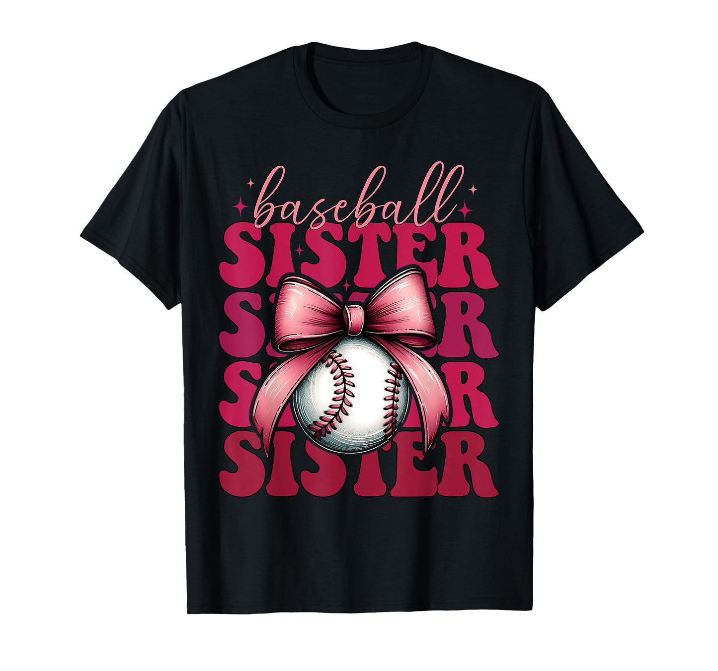 Baseball Sister Baseball Coquette Bow T-Shirt - Custom Art Print Men Women - T-Shirt, Sweatshirt, Hoodie
