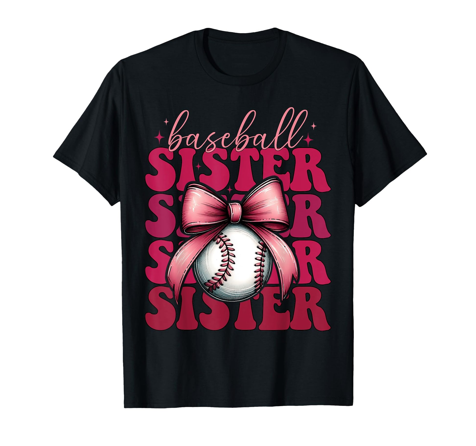 Baseball Sister Baseball Coquette Bow T-Shirt - Custom Art Print Men Women - T-Shirt, Sweatshirt, Hoodie