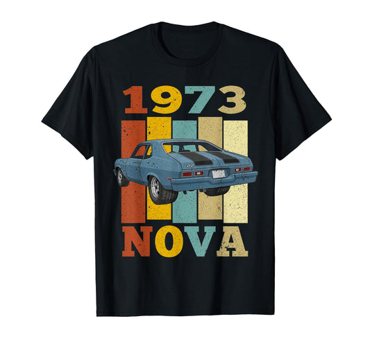 1973 73 Nova Silhouette Muscle Car T-Shirt - Casual Everyday Wear Men Women - T-Shirt, Sweatshirt, Hoodie