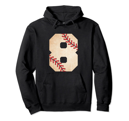 8Th Birthday Baseball Themed Party 8 Hoodie - Custom Art Print for Adults - T-Shirt, Sweatshirt, Hoodie