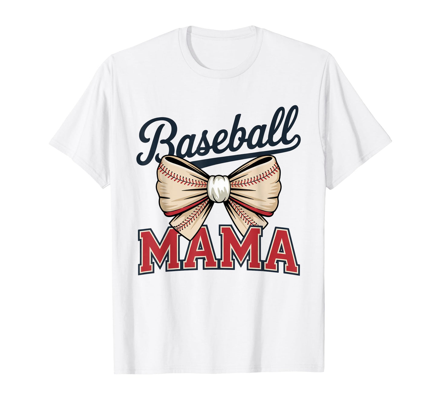 Coquette Bow American Baseball Mom Mama T-Shirt - Minimalist Print Unisex - T-Shirt, Sweatshirt, Hoodie