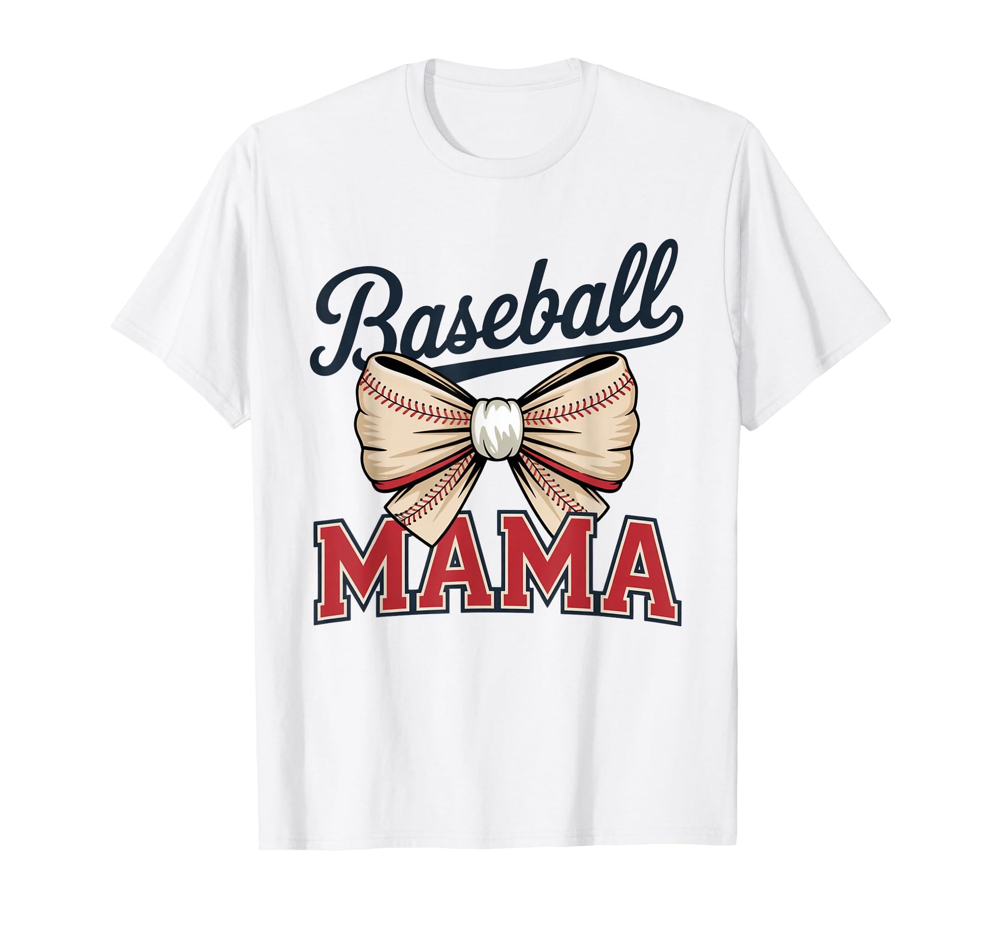 Coquette Bow American Baseball Mom Mama T-Shirt - Minimalist Print Unisex - T-Shirt, Sweatshirt, Hoodie