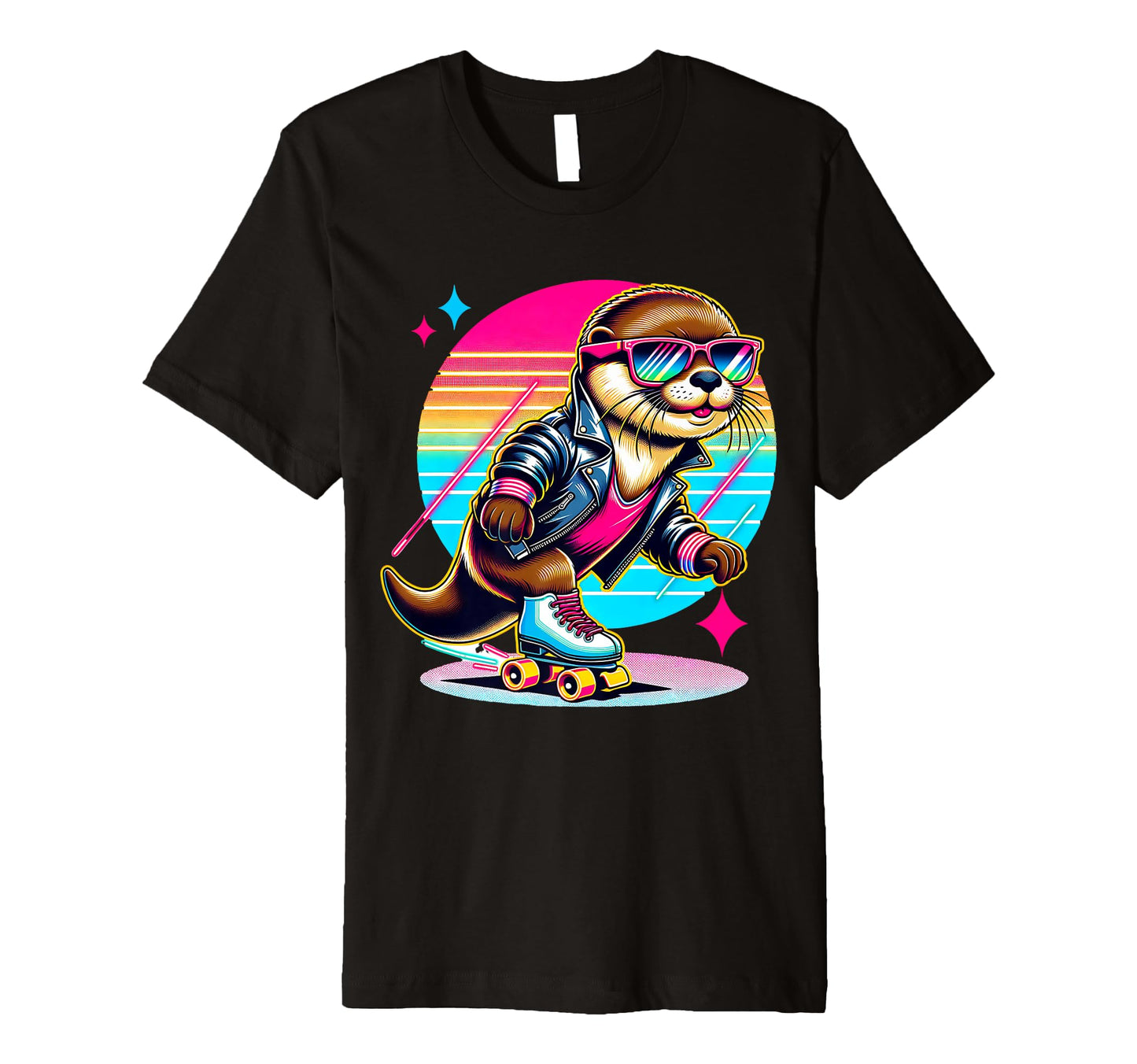 Otter Roller Skates And Sunglasses T-Shirt - Aesthetic Graphic Men Women - T-Shirt, Sweatshirt, Hoodie