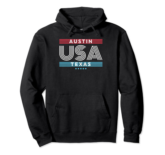 Austin Texas Usa Stripes Hoodie - Novelty Apparel Men Women - T-Shirt, Sweatshirt, Hoodie