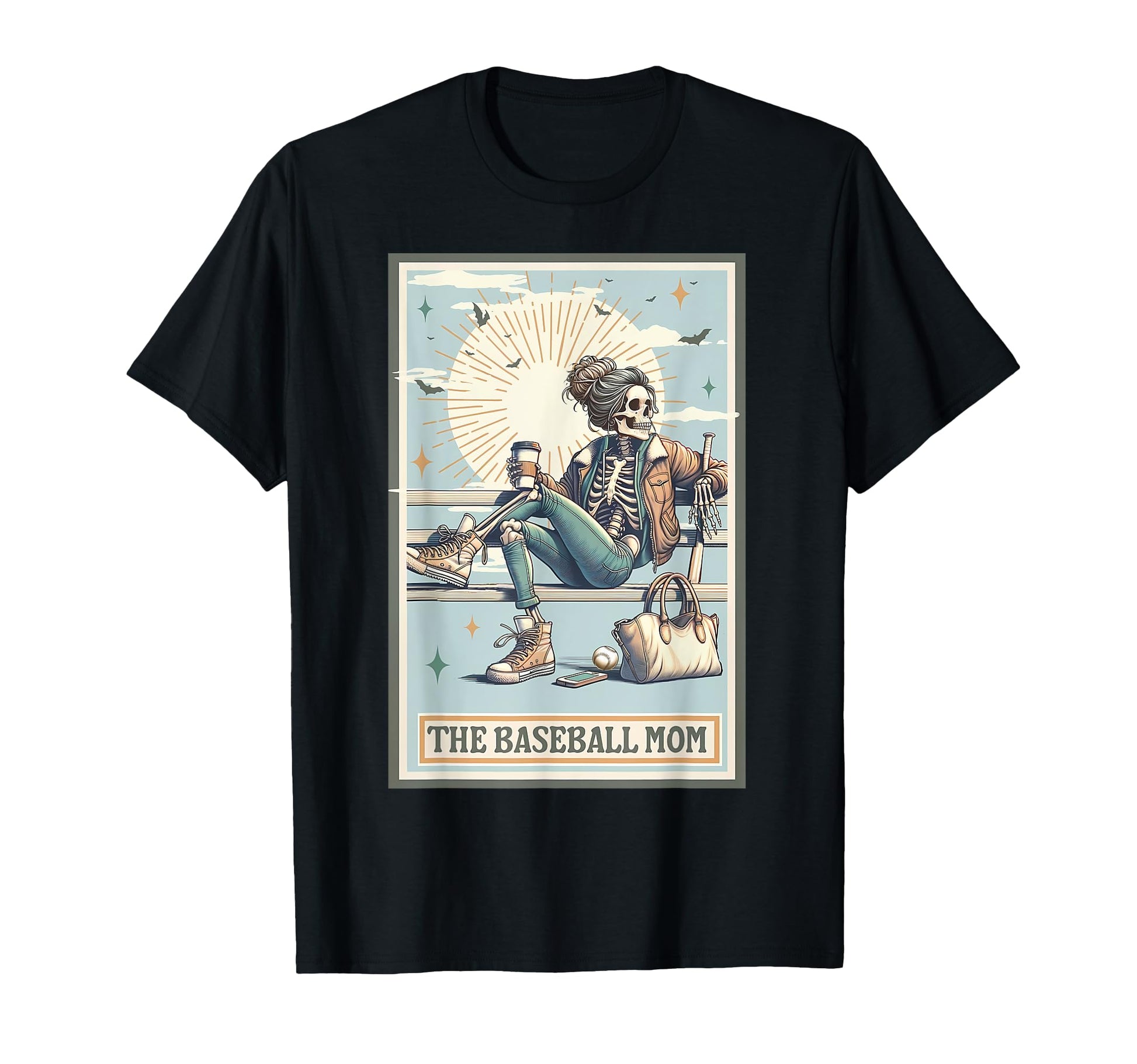 Baseball Mom Skeleton Tarot Baseball T-Shirt - Aesthetic Graphic Men Women - T-Shirt, Sweatshirt, Hoodie