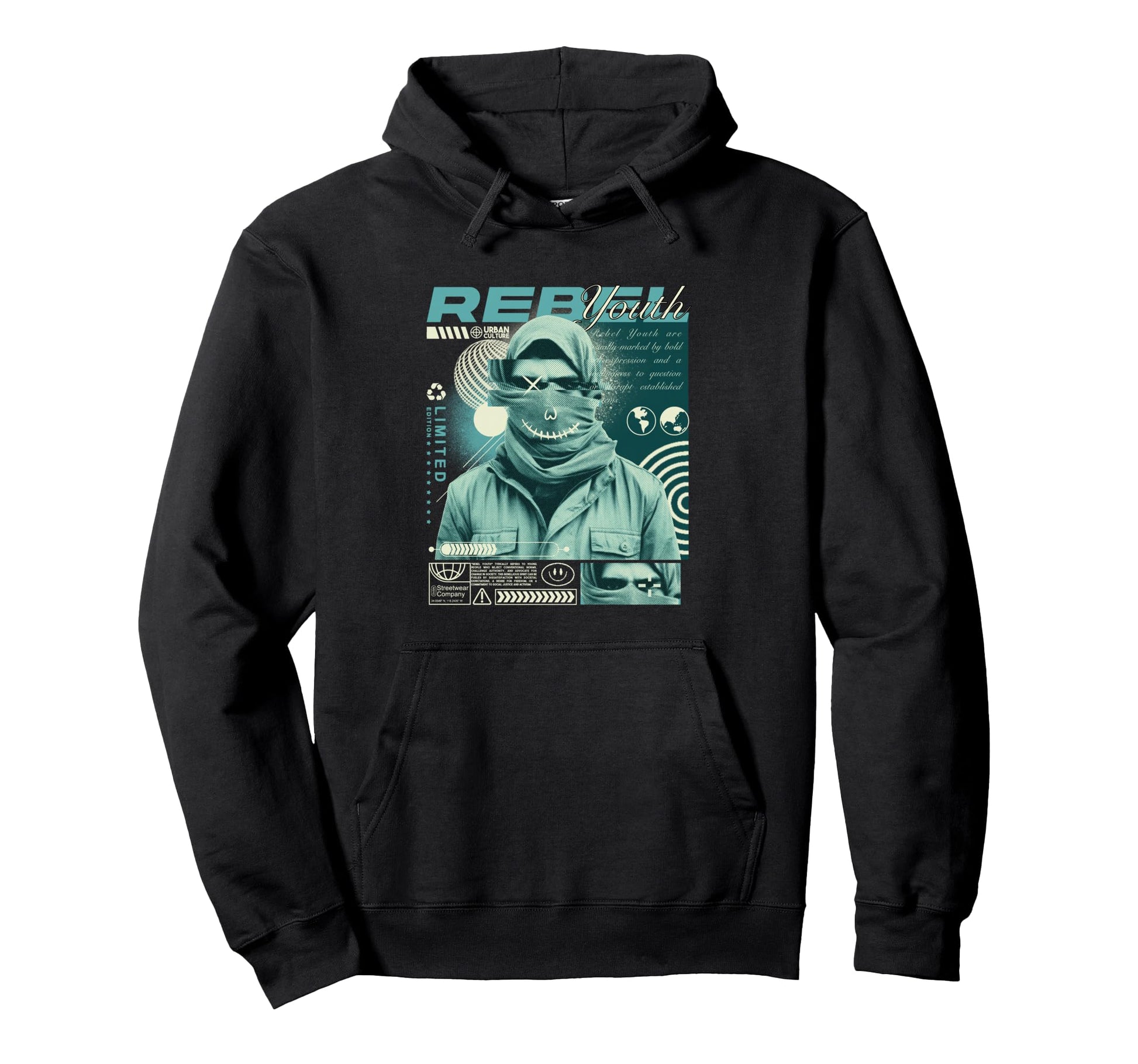 Y2K Rebel Bold Urban Graffiti Hoodie - Casual Everyday Wear Men Women - T-Shirt, Sweatshirt, Hoodie