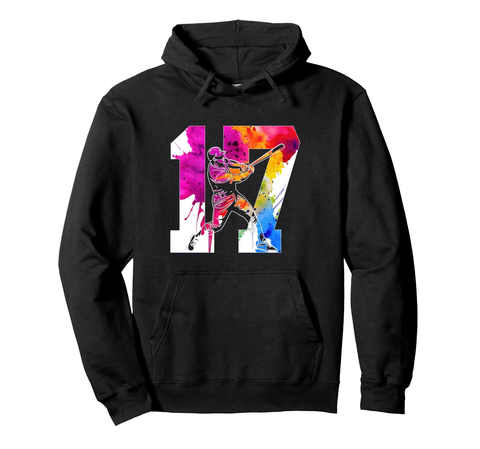 Number 17 Years Baseball 17Th Hoodie - Fun Novelty Design for Adults - T-Shirt, Sweatshirt, Hoodie