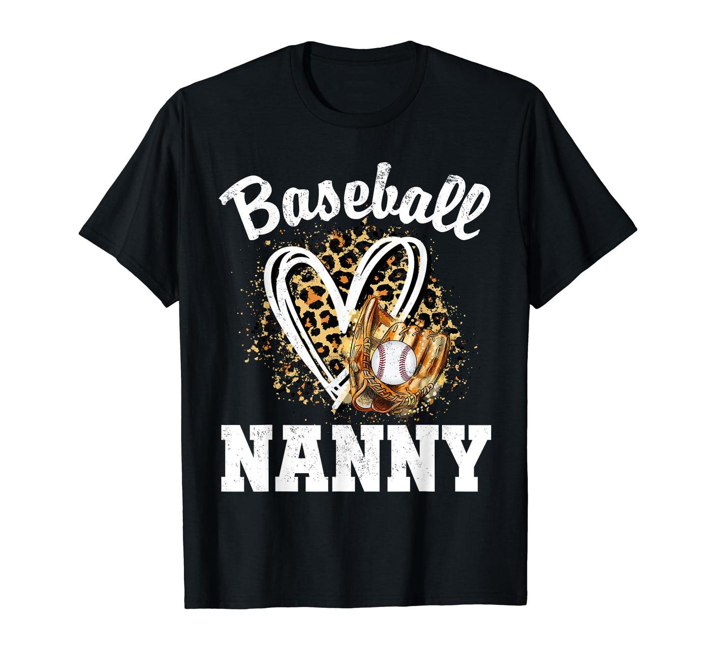 Baseball Nanny Leopard Heart Matching Family T-Shirt - Graphic Print Unisex - T-Shirt, Sweatshirt, Hoodie