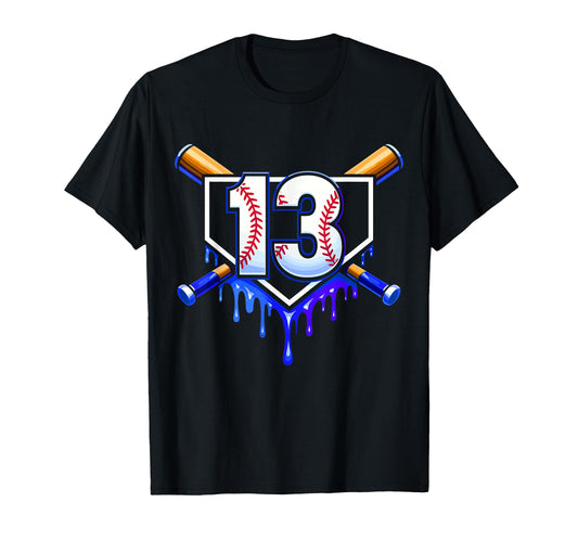 13Th Birthday Baseball 13 Years Ice T-Shirt - Minimalist Print Men Women - T-Shirt, Sweatshirt, Hoodie