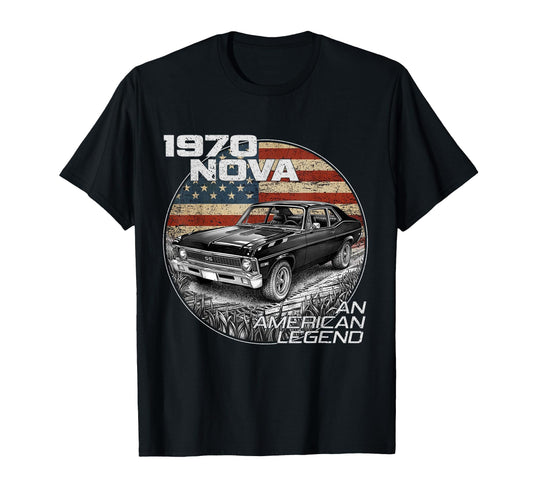 1970 70 Nova Silhouette Muscle Car T-Shirt - Custom Art Print Men Women - T-Shirt, Sweatshirt, Hoodie
