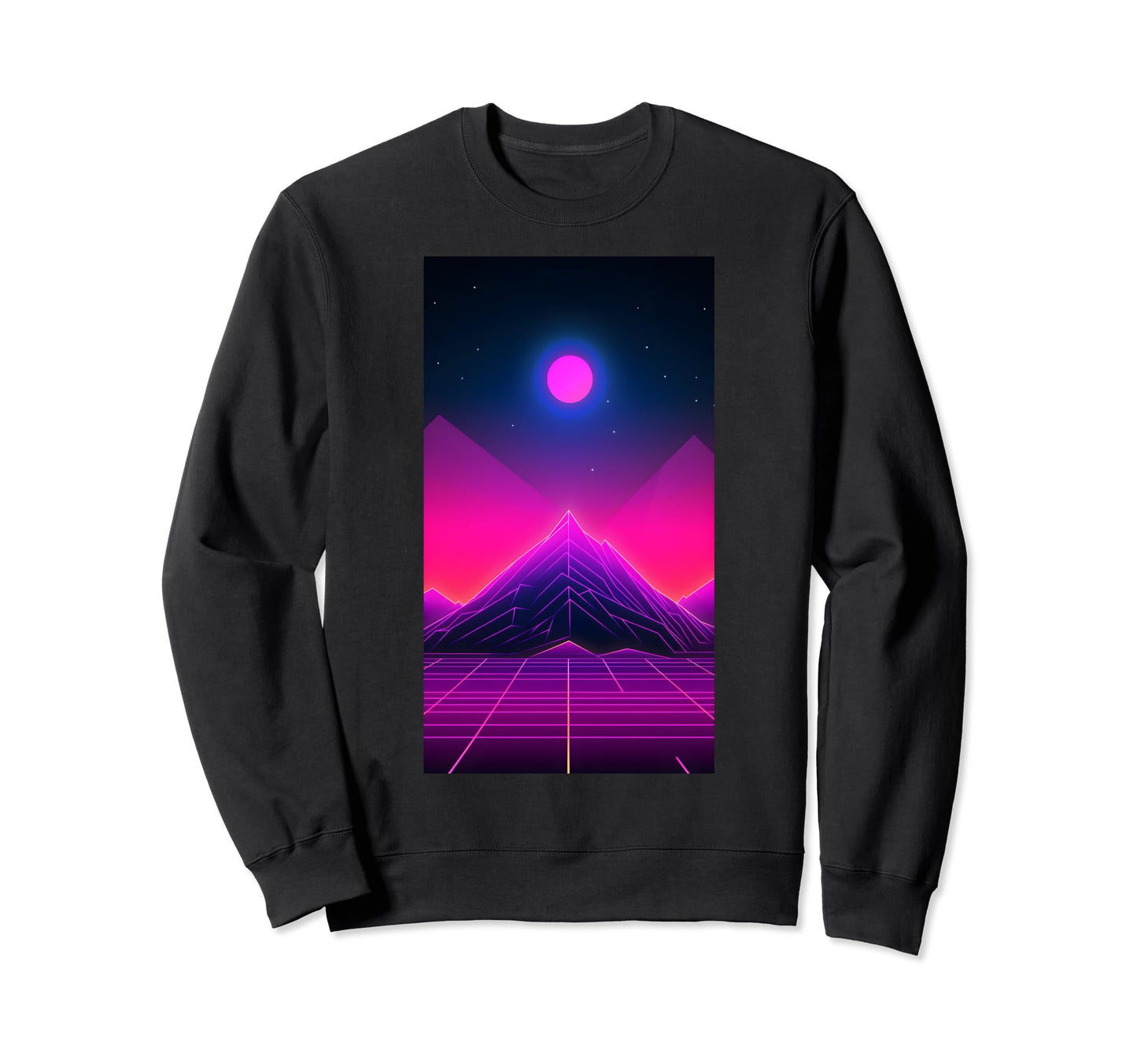 Retrowave Mountain 80S Vaporwave Sweatshirt - Graphic Print Unisex - T-Shirt, Sweatshirt, Hoodie