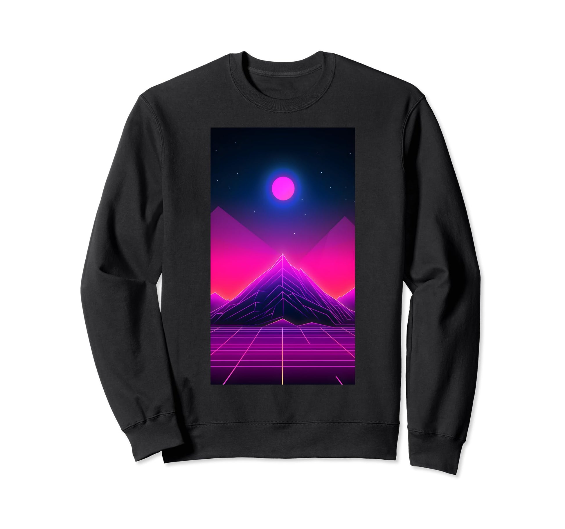 Retrowave Mountain 80S Vaporwave Sweatshirt - Graphic Print Unisex - T-Shirt, Sweatshirt, Hoodie