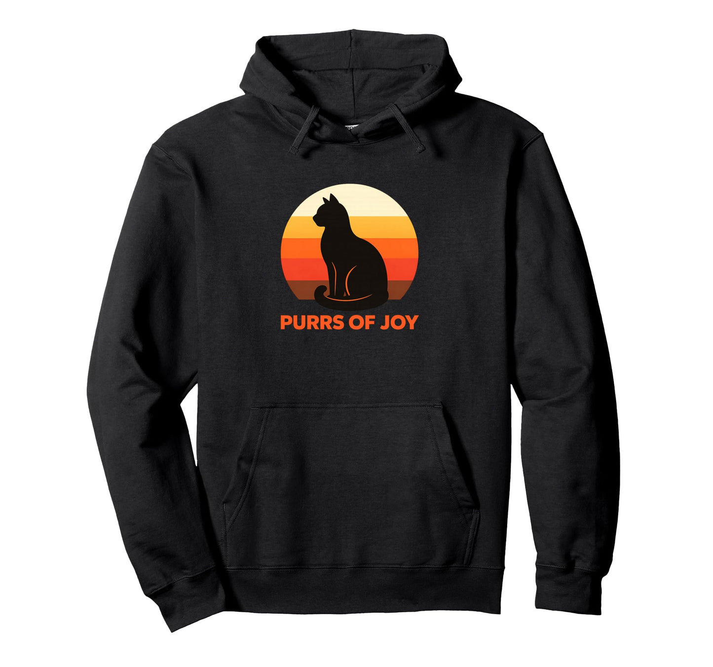 Cat Sunset Purrs Joy Lover Minimal Hoodie - Graphic Print for Adults - T-Shirt, Sweatshirt, Hoodie