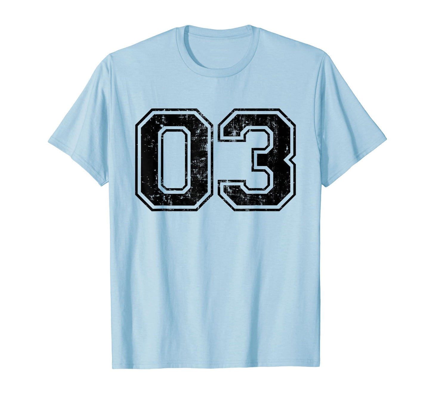 Number 03 Three Varsity Distressed T-Shirt - Trendy Graphic for Adults - T-Shirt, Sweatshirt, Hoodie