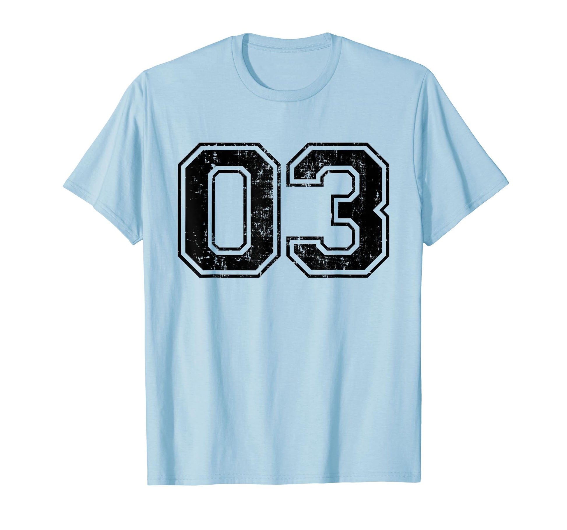 Number 03 Three Varsity Distressed T-Shirt - Trendy Graphic for Adults - T-Shirt, Sweatshirt, Hoodie