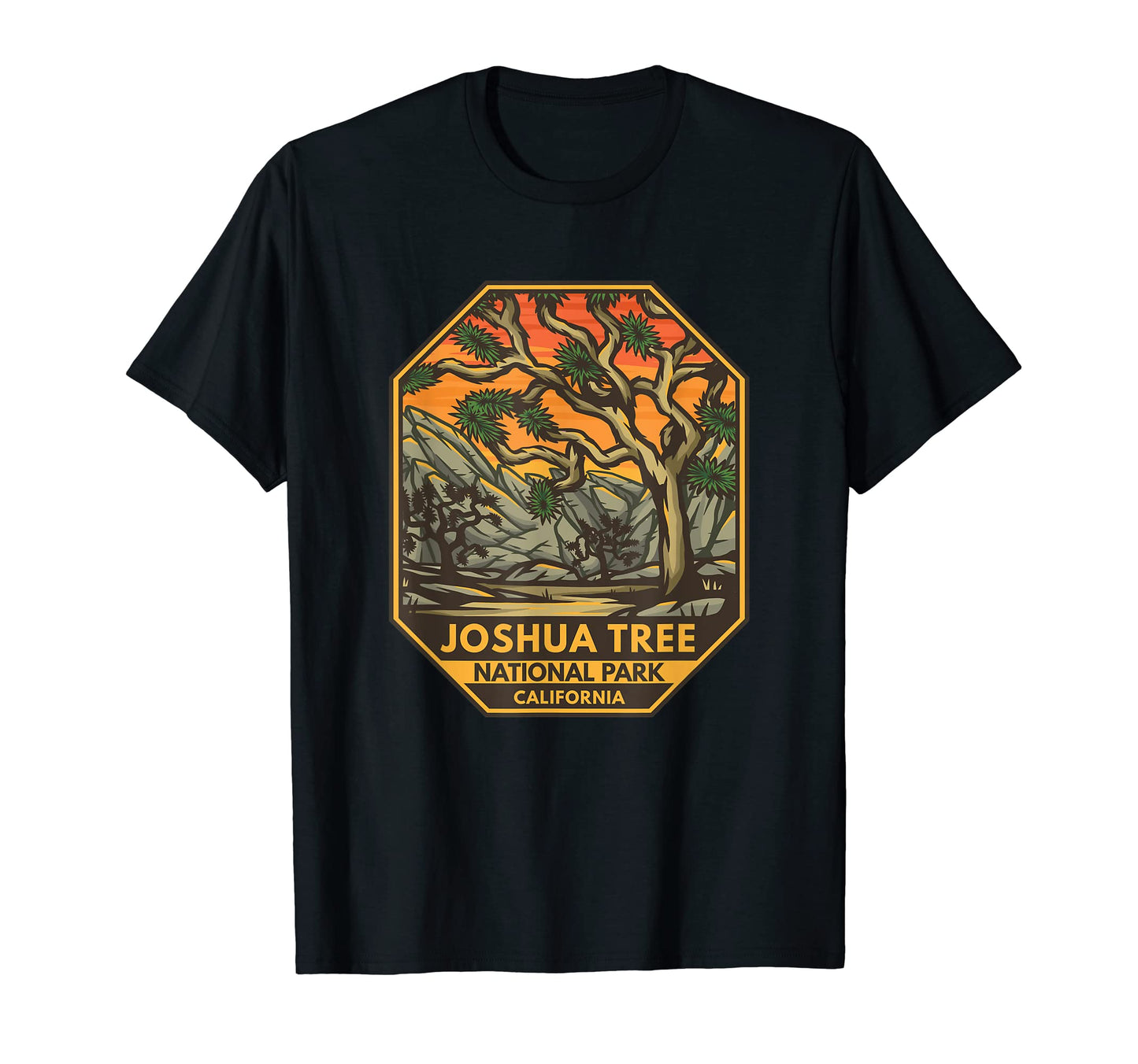 Joshua Tree National Park Sunset Emblem T-Shirt - Streetwear Style Unisex - T-Shirt, Sweatshirt, Hoodie