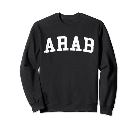 Arab Al Distressed White Varsity Sweatshirt - Aesthetic Graphic Men Women - T-Shirt, Sweatshirt, Hoodie
