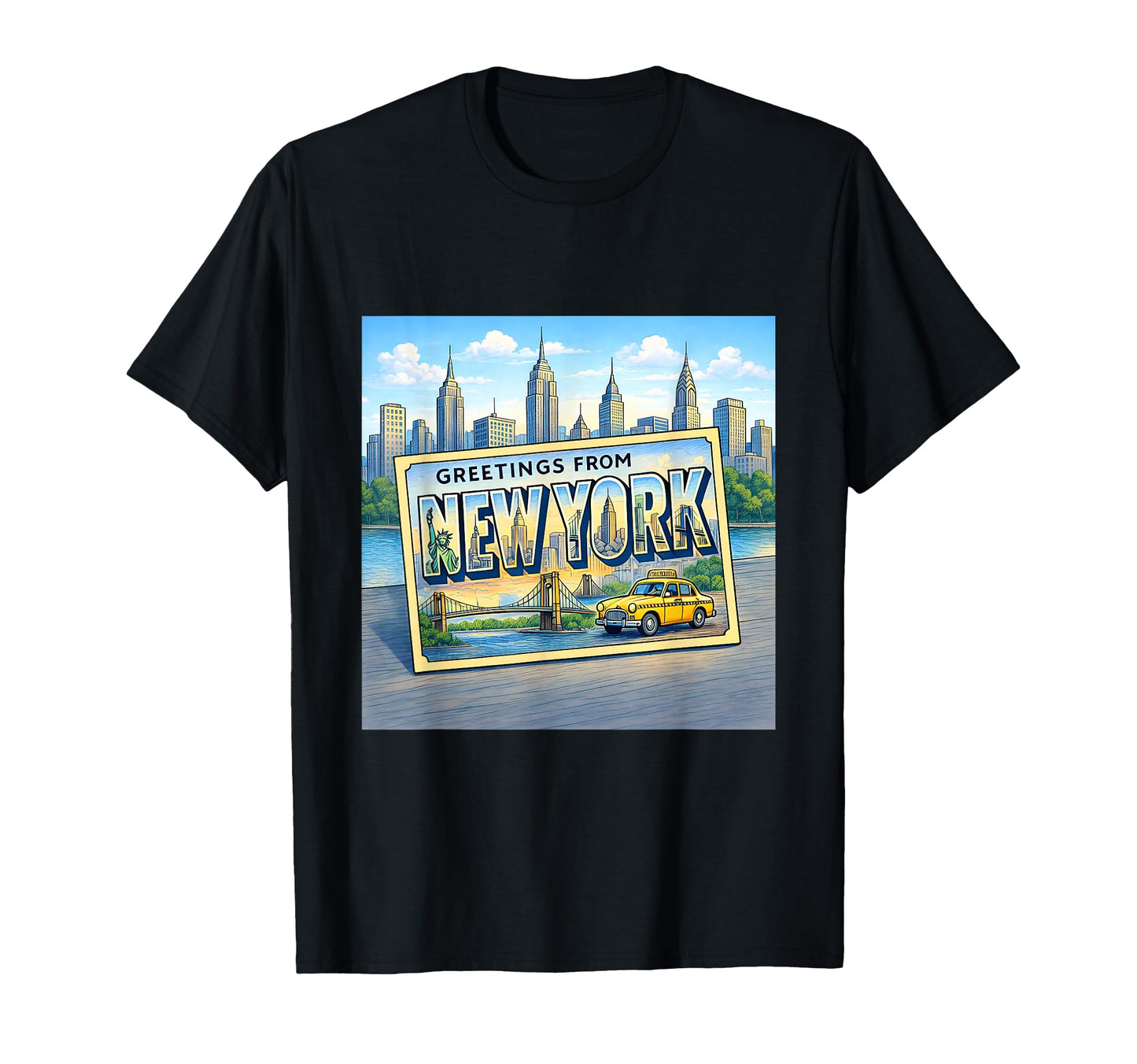 New York Nyc Travel Postcard T-Shirt - Novelty Apparel for Adults - T-Shirt, Sweatshirt, Hoodie
