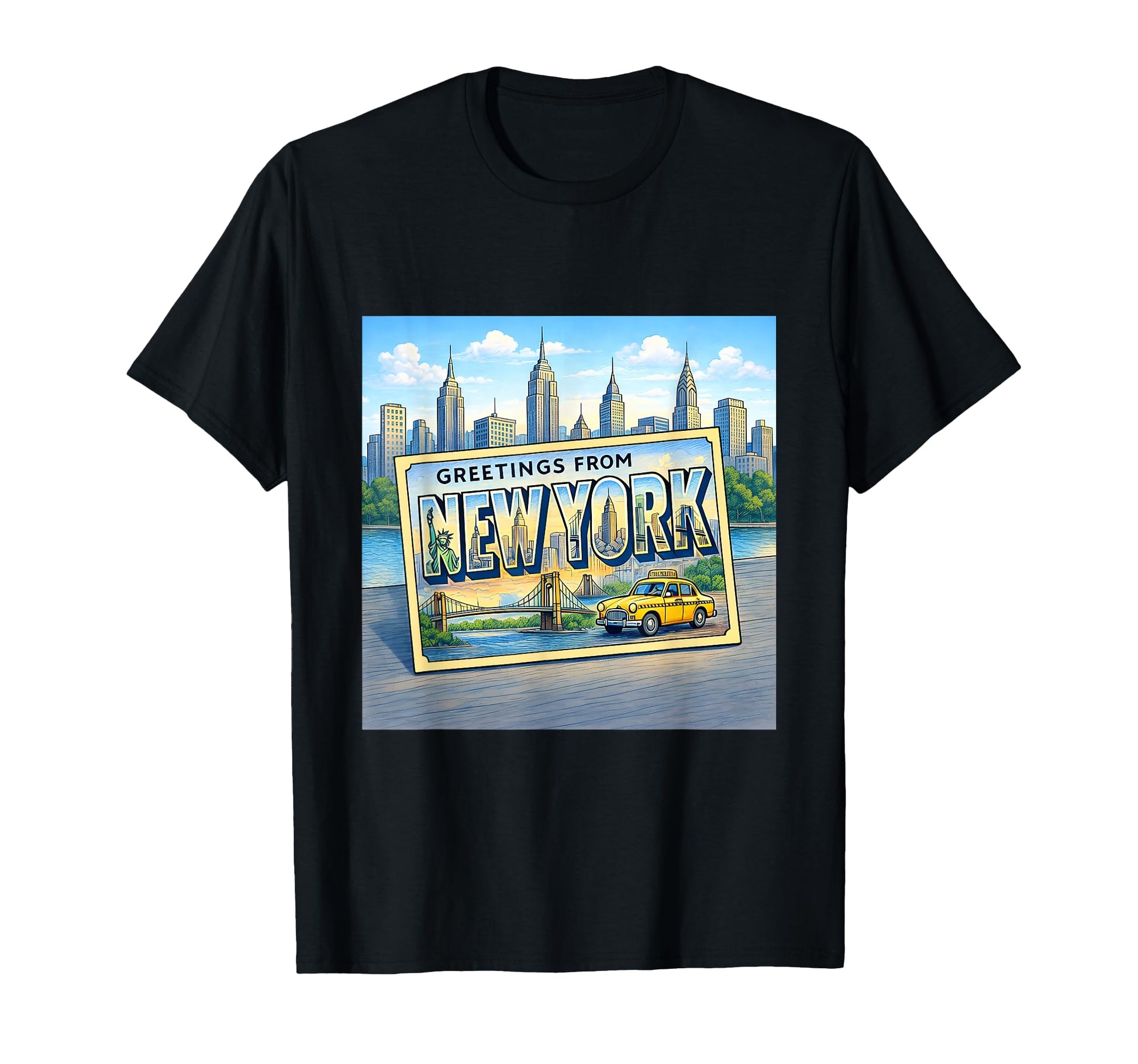 New York Nyc Travel Postcard T-Shirt - Novelty Apparel for Adults - T-Shirt, Sweatshirt, Hoodie