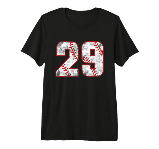 Baseball 29 Jersey Number Tri Blend T-Shirt - Custom Art Print Unisex - T-Shirt, Sweatshirt, Hoodie