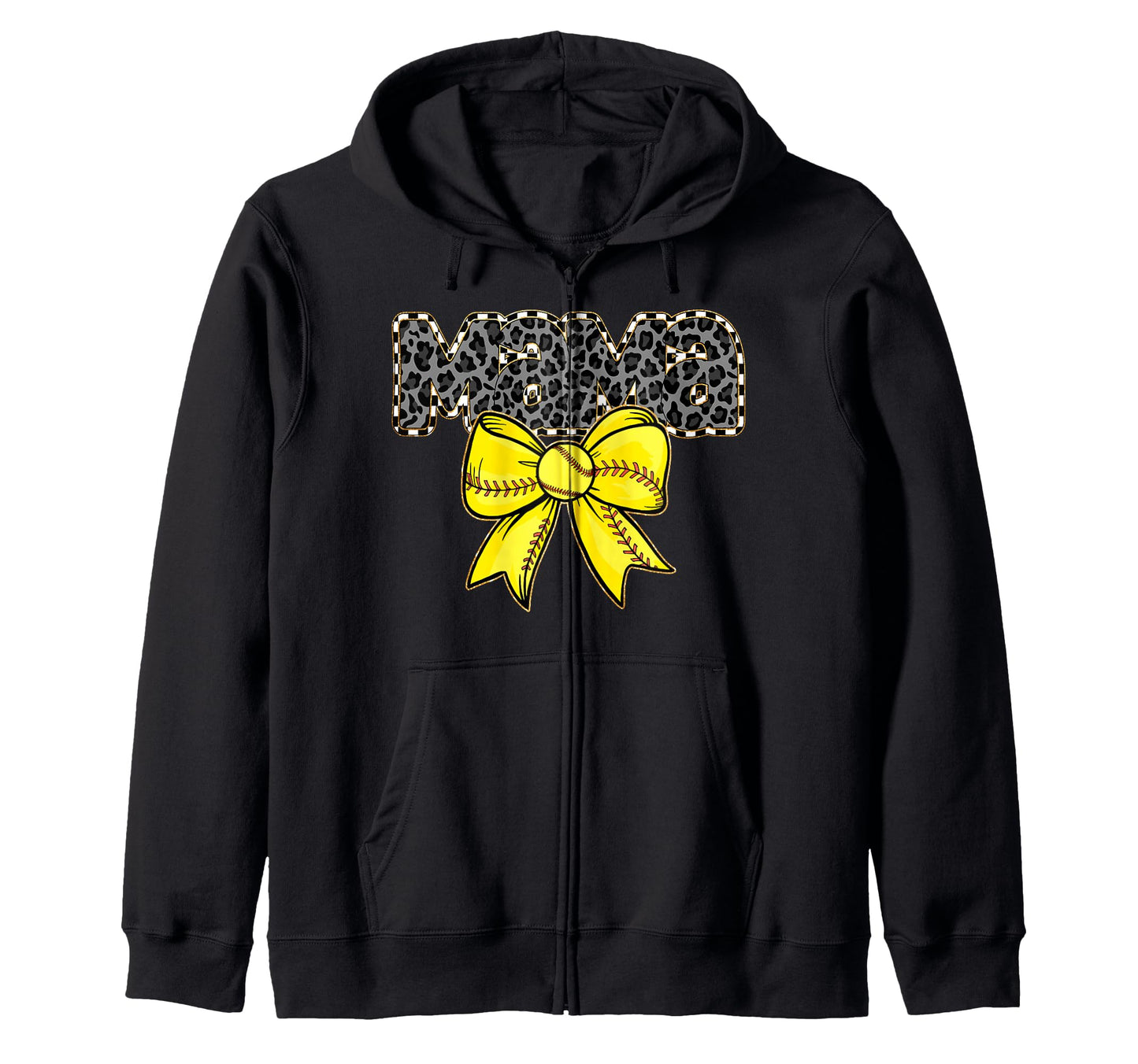 Mama Yellow Bow Baseball Softball Gift T-Shirt - Trendy Graphic Men Women - T-Shirt, Sweatshirt, Hoodie