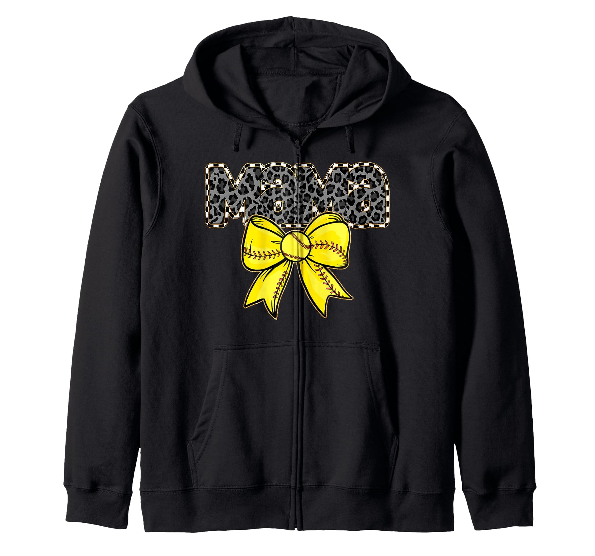 Mama Yellow Bow Baseball Softball Gift T-Shirt - Trendy Graphic Men Women - T-Shirt, Sweatshirt, Hoodie