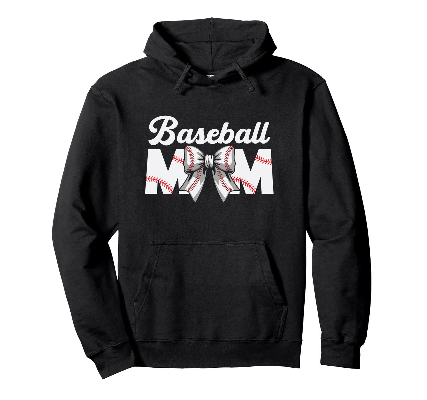 Baseball Mom Gift Bow Game Day Hoodie - Fun Novelty Design Men Women - T-Shirt, Sweatshirt, Hoodie