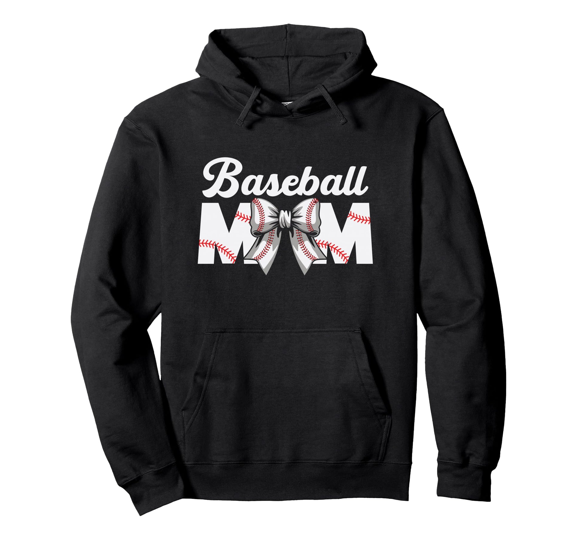 Baseball Mom Gift Bow Game Day Hoodie - Fun Novelty Design Men Women - T-Shirt, Sweatshirt, Hoodie