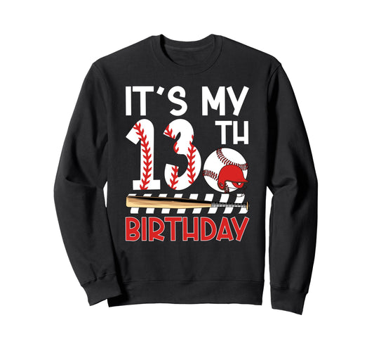 13Th Baseball Birthday Party 13 Sweatshirt - Custom Art Print for Adults - T-Shirt, Sweatshirt, Hoodie