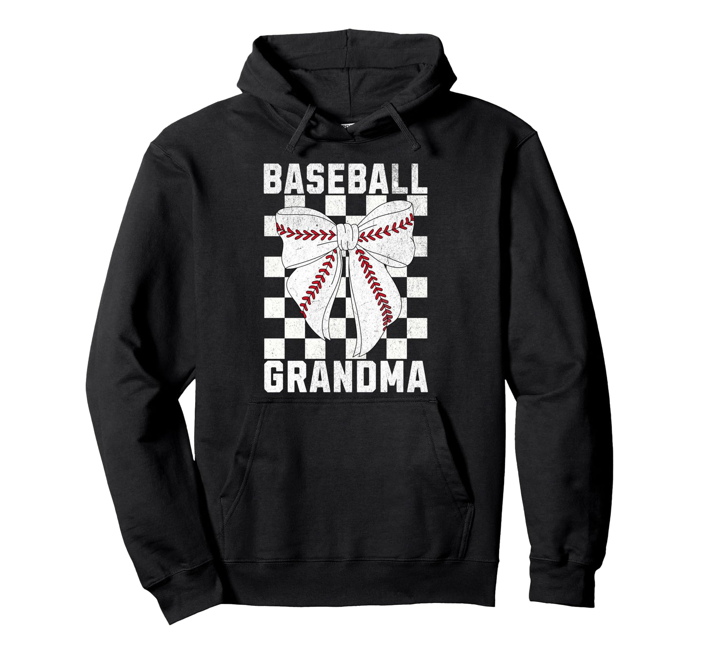 Baseball Grandma Coquette Bow Checkered Hoodie - Trendy Graphic Men Women - T-Shirt, Sweatshirt, Hoodie
